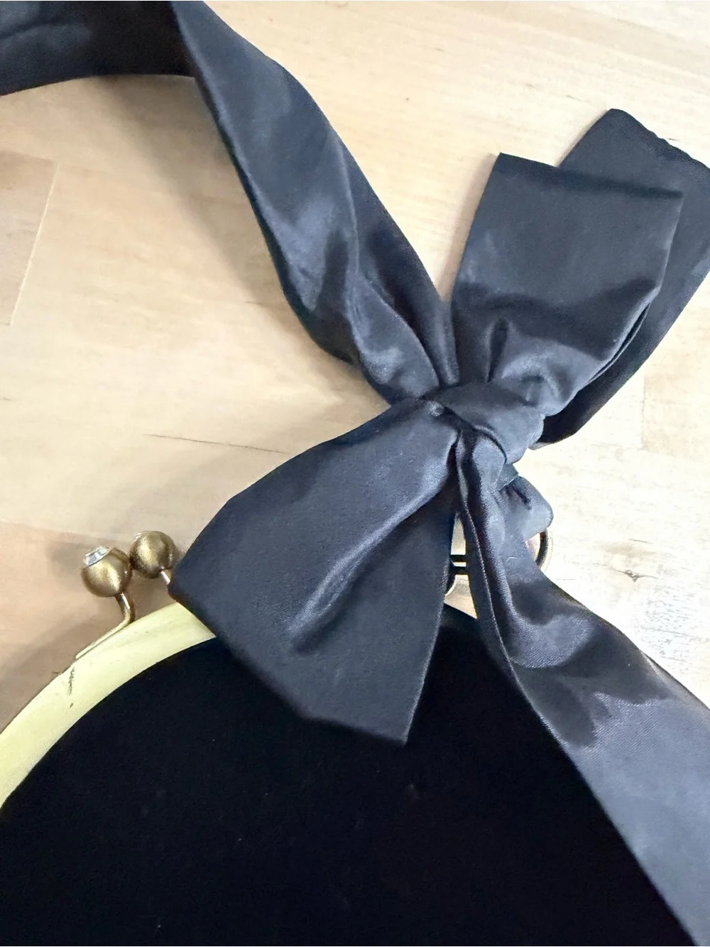 Franchi Black Velvet Evening Bag with Bow